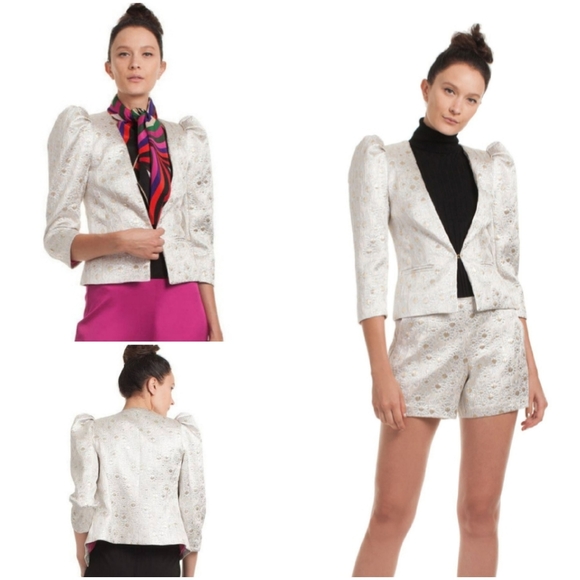 Trina Turk carrington metallic blazer, gold - Picture 2 of 7